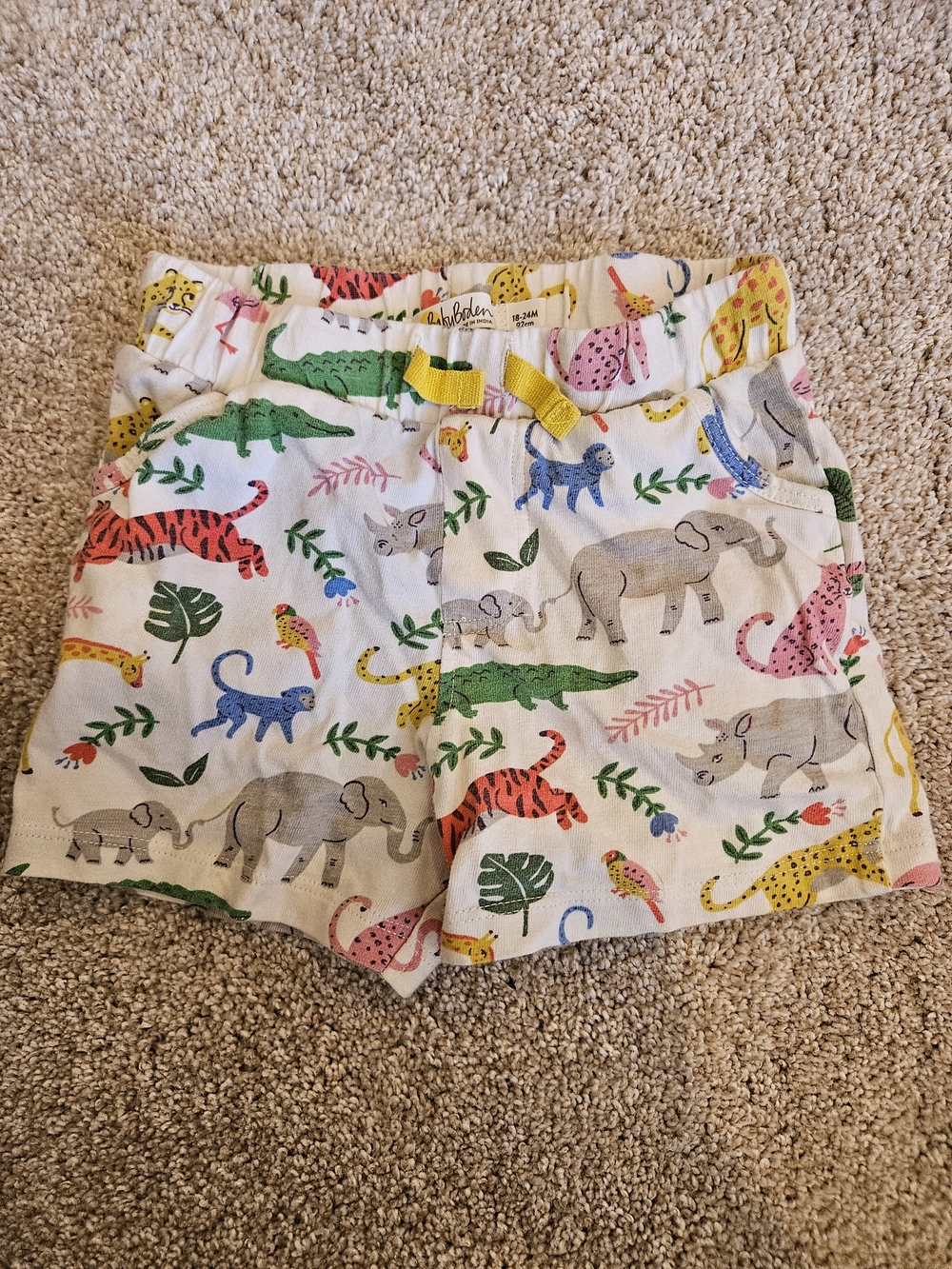 Baby Boden Cute Jungle Animal Cotton Shorts with Pockets